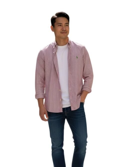 Camisa Ralph Lauren Masculina Uva Listras Minimalista Pony Verde