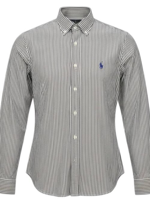 Camisa Ralph Lauren Masculina Preta Listras Americana Pony Azul