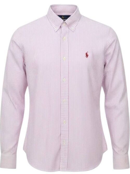 Camisa Ralph Lauren Masculina Lilás Listras Americana Pony Lavanda
