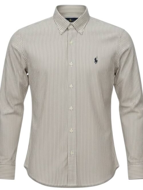 Camisa Ralph Lauren Masculina Cinzenta Listras Americana Pony Chumbo