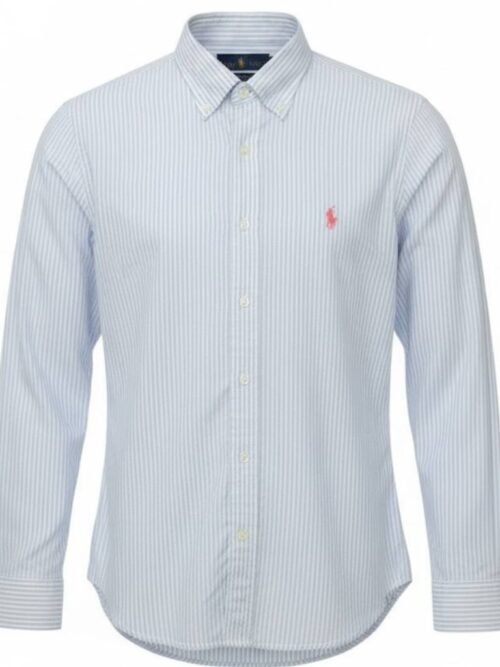Camisa Ralph Lauren Masculina Azul Bebê Listras Americana Pony Coral
