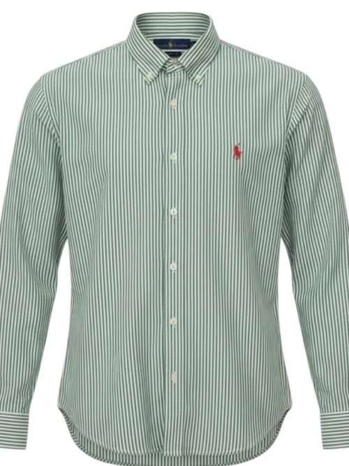 Camisa Ralph Lauren Masculina Verde Listras Americana Pony Vermelho