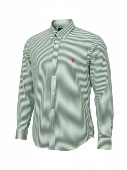 Camisa Ralph Lauren Masculina Verde Listras Americana Pony Vermelho