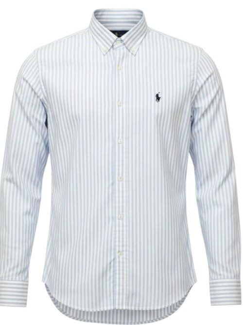 Camisa Ralph Lauren Masculina Azul Bebê Listras Maxi Pony Preto