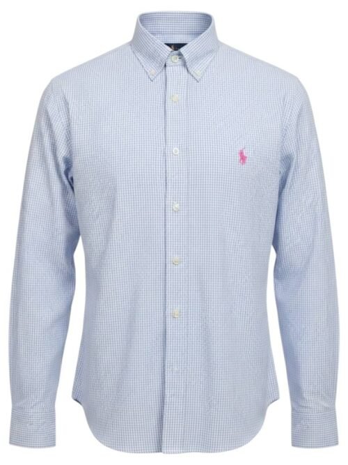 Camisa Ralph Lauren Masculina Xadrez Executivo Pony Rosa