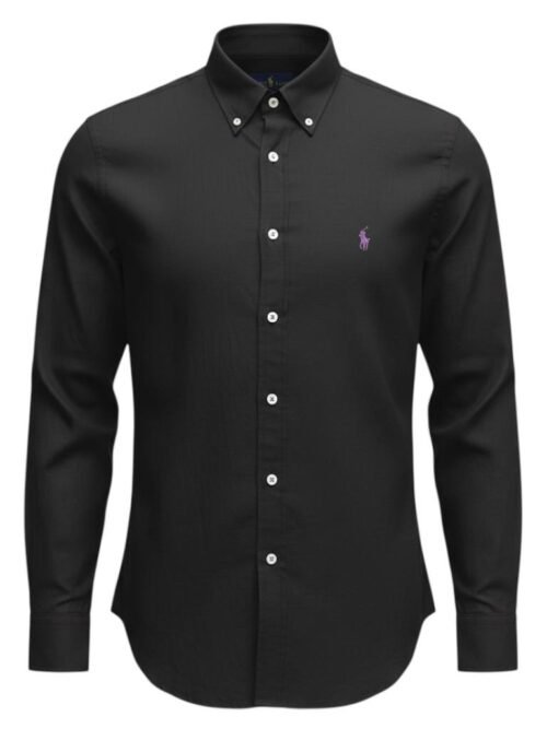 Camisa Ralph Lauren Masculina Linho cor Preta Pony Roxo
