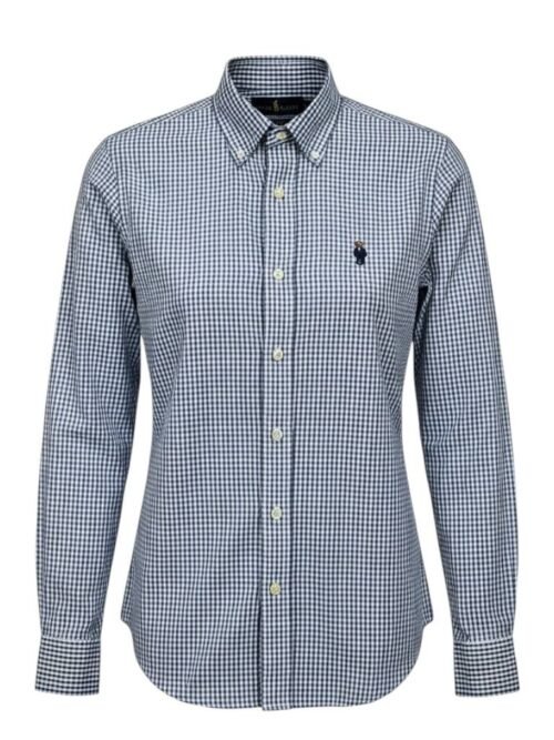 Camisa Ralph Lauren Masculina Oxford Micro Xadrez Clássico Petróleo Urso Americano
