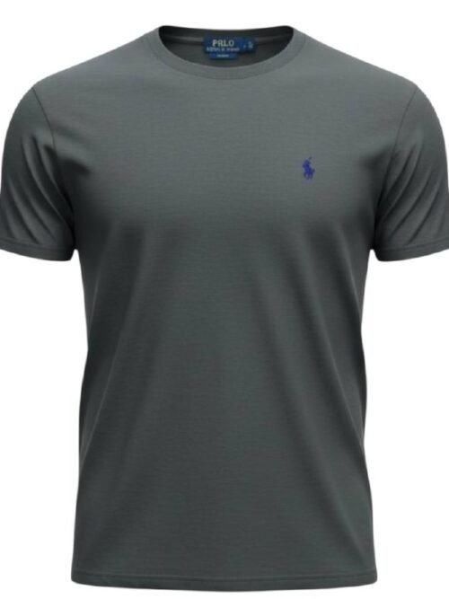 Camiseta Básica Ralph Lauren Masculina Cinzenta Pony Marinho