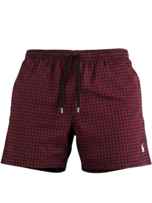 Shorts Ralph Lauren Masculino Xadrez Bordô