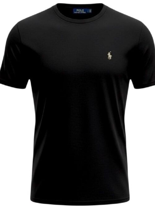 Camiseta Básica Ralph Lauren Masculina Preta Pony Branco