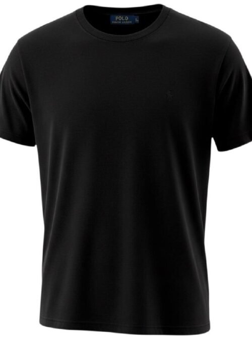 Camiseta Básica Ralph Lauren Masculina Preta Pony Monocromático