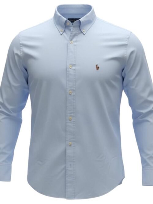 Camisa Ralph Lauren Masculina Oxford Sarjeada Azul Bebê Pony Colorido