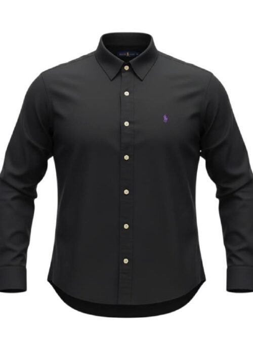 Camisa Ralph Lauren Masculina Algodão Seco Preta Pony Roxo