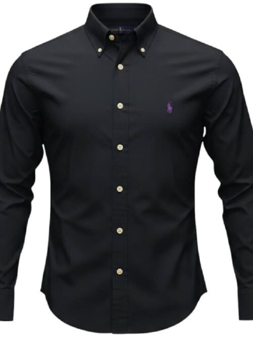 Camisa Ralph Lauren Masculina Algodão Seco Preta Pony Roxo