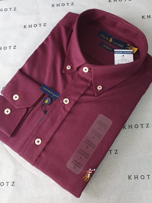 Camisa Ralph Lauren Masculina Oxford Bordô Pony Colorido