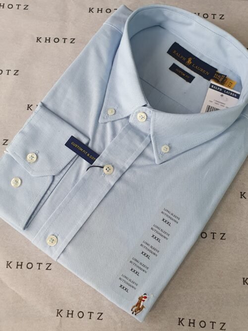 Camisa Ralph Lauren Masculina Oxford Azul Bebê Pony Colorido