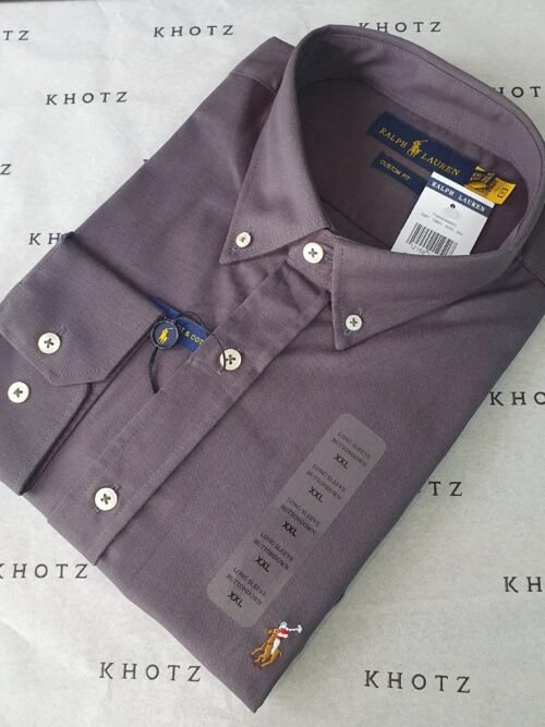 Camisa Ralph Lauren Masculina Oxford Chumbo Pony Colorido