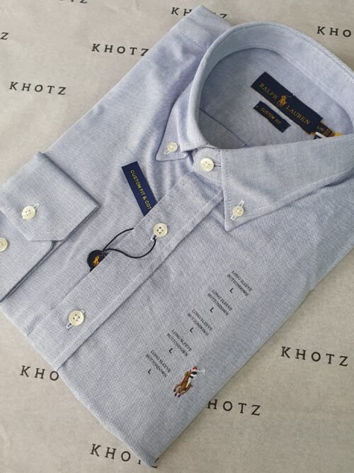 Camisa Ralph Lauren Masculina Oxford Azul Pony Colorido