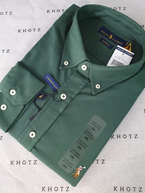 Camisa Ralph Lauren Masculina Oxford Verde Floresta Pony Colorido