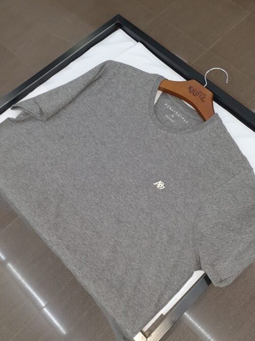 Camiseta Básica Aeropostale Masculina Cinza Mescla Logo Clássico