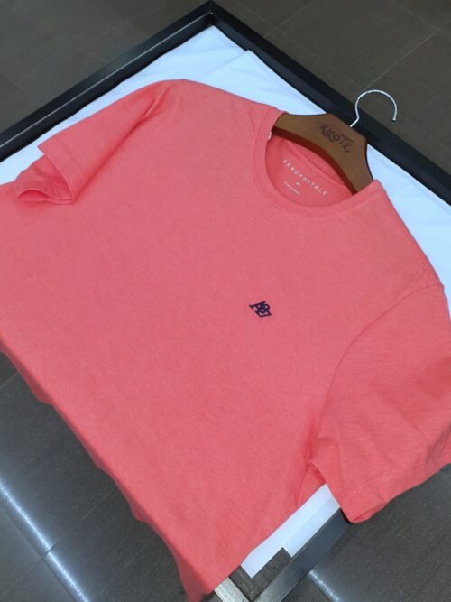 Camiseta Básica Aeropostale Masculina Salmão Mescla Logo Preto