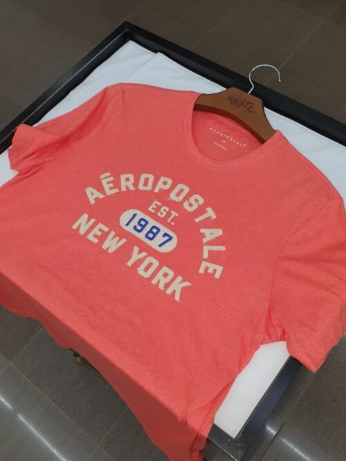 Camiseta Aeropostale Masculina EST 1987 cor Salmão