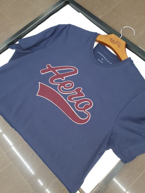 Camiseta Aeropostale Masculina Azul Marinho Logo Bordô