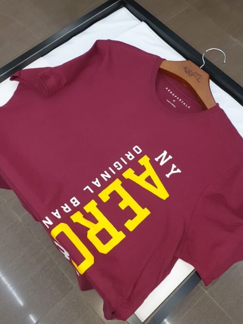 Camiseta Aeropostale Masculina Bordô Estampa Vertical NY