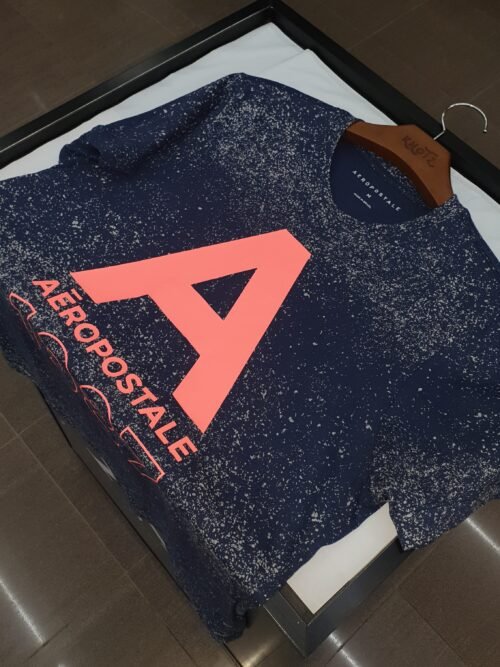 Camiseta Aeropostale Masculina Azul Galáxia Estampa Rosê