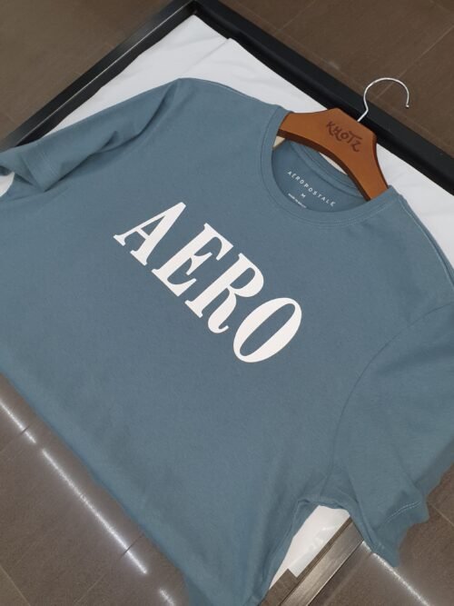 Camiseta Aeropostale Masculina Azul Cinzento Estampa Branca