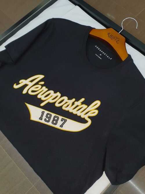 Camiseta Aeropostale Masculina Preta Estampa Alto Relevo