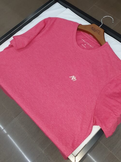 Camiseta Básica Aeropostale Masculina Framboesa Logo Clássico