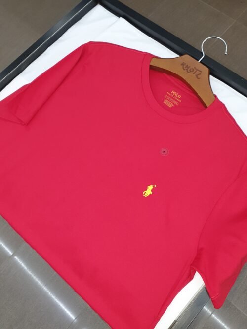 Camiseta Básica Ralph Lauren Masculina Vermelha Pony Amarelo