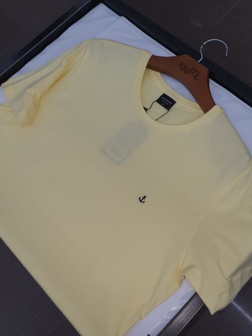 Camiseta Básica king&Joe Masculina Amarela Logo Preto