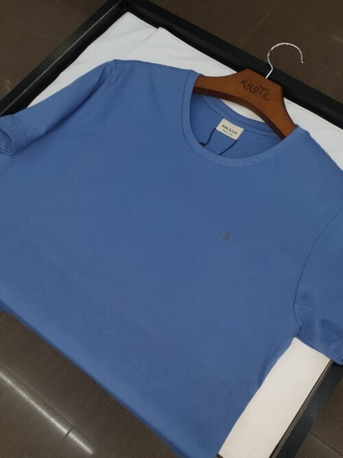 Camiseta Básica king&Joe Masculina Azul Gelo Logo Cinza