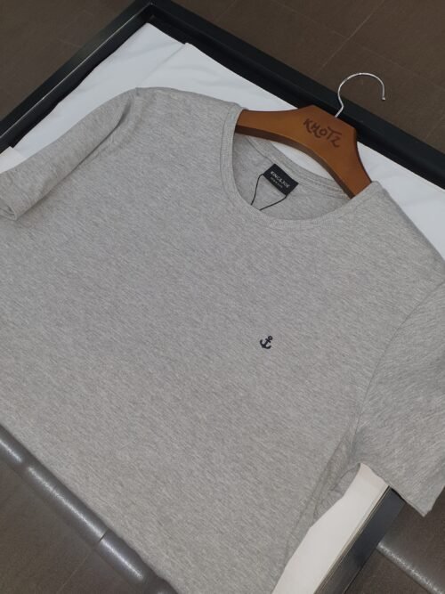 Camiseta Básica king&Joe Masculina Cinza Logo Marinho