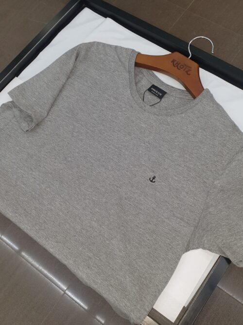 Camiseta Básica king&Joe Masculina Cinza Logo Preto