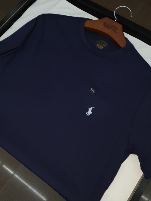 Camiseta Básica Ralph Lauren Masculina Azul Marinho Pony Azul Neon