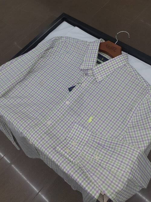 Camisa Ralph Lauren Masculina Xadrez Abacate Pony Limão