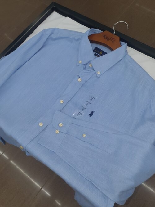 Camisa Ralph Lauren Masculina Linho Azul Celeste Pony Marinho