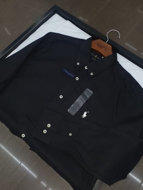 Camisa Ralph Lauren Masculina Algodão Seco Preta Pony Branco