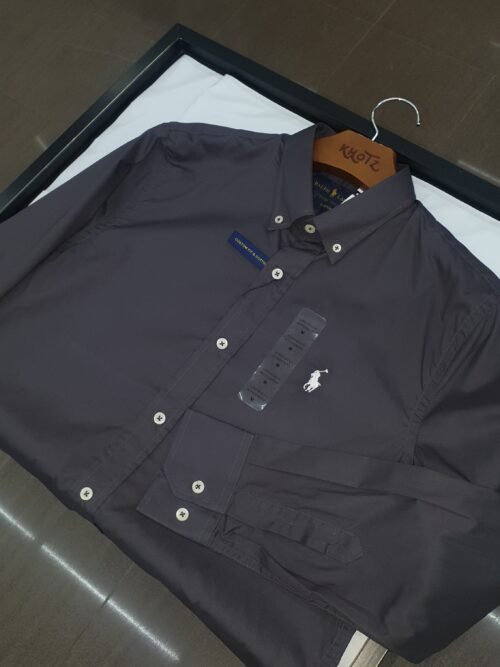 Camisa Ralph Lauren Masculina Algodão Seco Cinzenta Pony Branco