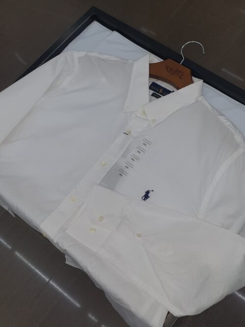 Camisa Ralph Lauren Masculina Algodão Seco Branca Pony Marinho