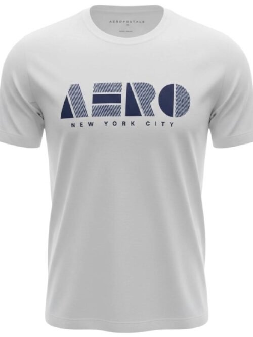 Camiseta Aeropostale Masculina Branca Logo Marinho