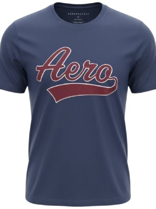 Camiseta Aeropostale Masculina Azul Marinho Logo Bordô