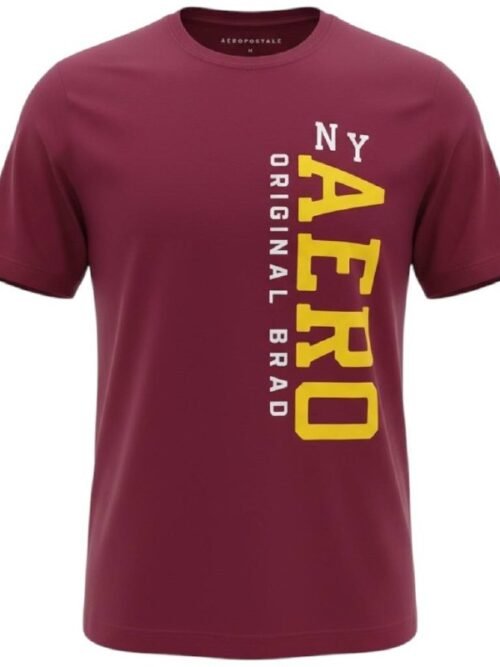 Camiseta Aeropostale Masculina Bordô Estampa Vertical NY