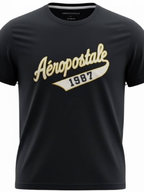 Camiseta Aeropostale Masculina Preta Estampa Alto Relevo