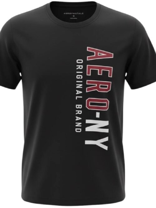 Camiseta Aeropostale Masculina Preta Estampa Vertical NY