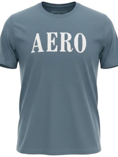 Camiseta Aeropostale Masculina Azul Cinzento Estampa Branca