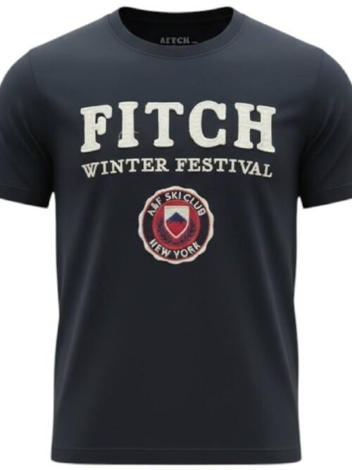 Camiseta Abercrombie Masculina Marinho Estampa Winter Festival